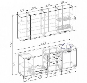 Кухонный гарнитур Антрацит 2200 h950 (Стол. 26мм) в Стрежевом - strezevoi.ok-mebel.com | фото 3
