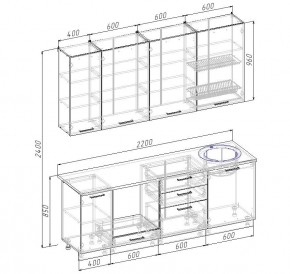 Кухонный гарнитур Капри 2200 h950 (Стол. 38мм) в Стрежевом - strezevoi.ok-mebel.com | фото 2