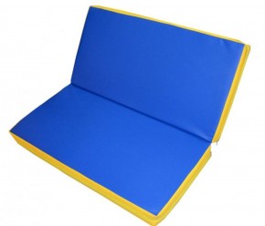 Мат гимнастический 1х1х0,08м складной цв. синий-желтый в Стрежевом - strezevoi.ok-mebel.com | фото