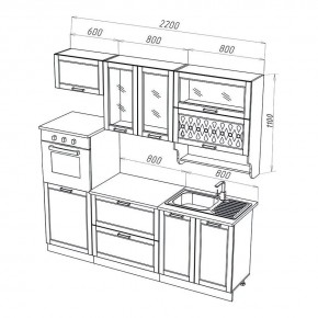 МИЛАНО Кухонный гарнитур 2,2 м Компоновка №3 (Орех) в Стрежевом - strezevoi.ok-mebel.com | фото 2