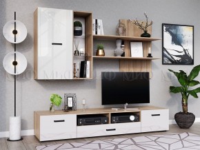 Нэнси New Тумба ТВ ЛДСП (2дв.+1ящ.) Белый глянец/Сонома в Стрежевом - strezevoi.ok-mebel.com | фото 3