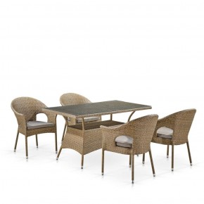 Обеденный комплект плетеной мебели T198B/Y79B-W56 Light Brown (4+1) в Стрежевом - strezevoi.ok-mebel.com | фото