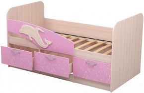 Кровать Дельфин 1,6 (Дуб молочный/фасад - Ламарти розовый) в Стрежевом - strezevoi.ok-mebel.com | фото