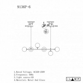Подвесная люстра iLamp Golden 9136P/6 BK-WH в Стрежевом - strezevoi.ok-mebel.com | фото 3