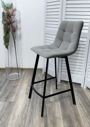 Полубарный стул CHILLI-QB SQUARE светло-серый #26, велюр / черный каркас (H=66cm) М-City в Стрежевом - strezevoi.ok-mebel.com | фото 2