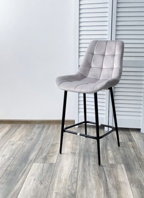 Полубарный стул ХОФМАН, цвет H-09 Светло-серый, велюр / черный каркас H=63cm М-City в Стрежевом - strezevoi.ok-mebel.com | фото 2