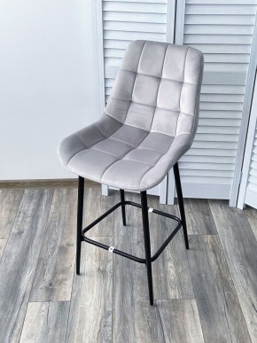 Полубарный стул ХОФМАН, цвет H-09 Светло-серый, велюр / черный каркас H=63cm М-City в Стрежевом - strezevoi.ok-mebel.com | фото 4