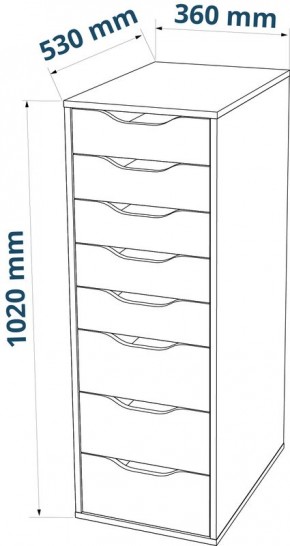 S01415 Ингар 8 комод 36x102x53, серо-бирюзовый в Стрежевом - strezevoi.ok-mebel.com | фото