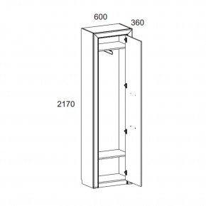 Шкаф 1DW, OLIVIA, цвет вудлайн крем/дуб анкона в Стрежевом - strezevoi.ok-mebel.com | фото 2