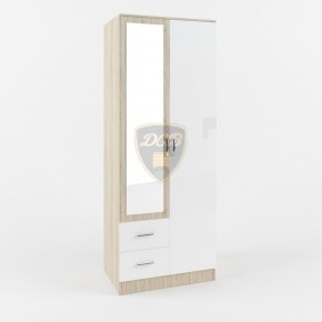 Шкаф 2-х створчатый с зеркалом Софи СШК 800.3 (дуб сонома/белый глянец) в Стрежевом - strezevoi.ok-mebel.com | фото