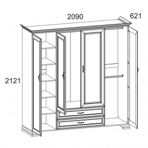 Шкаф 4D2S Z, TIFFANY, цвет вудлайн кремовый в Стрежевом - strezevoi.ok-mebel.com | фото 2