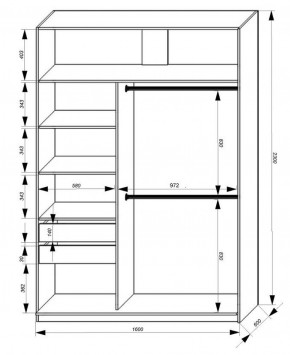 Шкаф-купе 1600 серии SOFT D8+D2+B2+PL4 (2 ящика+F обр.штанга) профиль «Графит» в Стрежевом - strezevoi.ok-mebel.com | фото 2