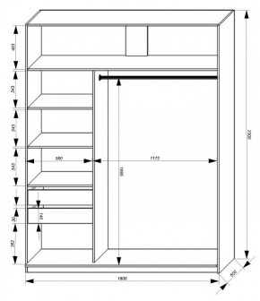 Шкаф-купе 1800 серии SOFT D1+D3+B2+PL1 (2 ящика+1штанга) профиль «Графит» в Стрежевом - strezevoi.ok-mebel.com | фото 3