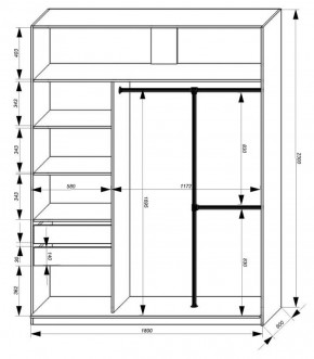 Шкаф-купе 1800 серии SOFT D8+D2+B2+PL4 (2 ящика+F обр.штанга) профиль «Графит» в Стрежевом - strezevoi.ok-mebel.com | фото 3