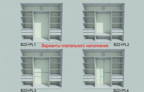 Шкаф-купе 1950 серии SILVER S3+S1+S3Z B22+PL2 (по 2 ящика лев/прав+1штанга+1 полка) профиль «Серебро» в Стрежевом - strezevoi.ok-mebel.com | фото 6