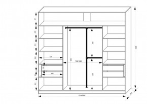 Шкаф-купе 2150 серии NEW CLASSIC K4+K4+K4+B22+PL4(по 2 ящика лев/прав+F обр.штанга) профиль «Капучино» в Стрежевом - strezevoi.ok-mebel.com | фото 3