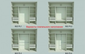 Шкаф-купе 2450 серии NEW CLASSIC K6Z+K1+K6+B22+PL2 (по 2 ящика лев/прав+1 штанга+1 полка) профиль «Капучино» в Стрежевом - strezevoi.ok-mebel.com | фото 6