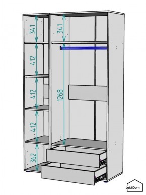 Шкаф Linnea MHR-3-2 2050х1200х510 (ДВ-М 11.1.25) в Стрежевом - strezevoi.ok-mebel.com | фото 3