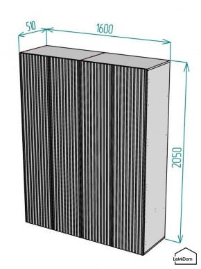 Шкаф Linnea MHR-4-1 2050х1600х510 (Графит-М 11.1.25) в Стрежевом - strezevoi.ok-mebel.com | фото 2