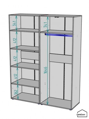 Шкаф Linnea MHR-4-1 2050х1600х510 (Графит-М 11.1.25) в Стрежевом - strezevoi.ok-mebel.com | фото 3