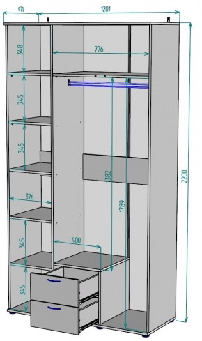 Шкаф Ольга H54 в Стрежевом - strezevoi.ok-mebel.com | фото 2