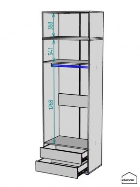 Шкаф с антресолью Linnea MHR-2A-3 2450х800х510 (Графит-М 11.1.25) в Стрежевом - strezevoi.ok-mebel.com | фото 3