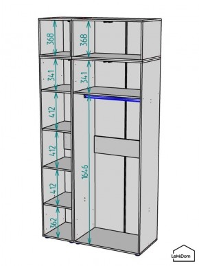 Шкаф с антресолью Linnea MHR-3A-1 2450х1200х510 (Графит-М 11.1.25) в Стрежевом - strezevoi.ok-mebel.com | фото 3