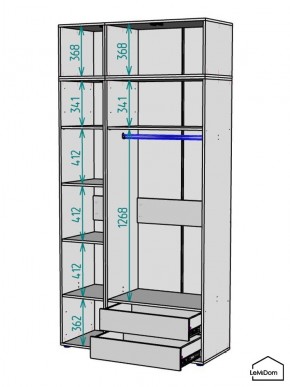 Шкаф с антресолью Linnea MHR-3A-2 2450х1200х510 (ДВ-М 11.1.25) в Стрежевом - strezevoi.ok-mebel.com | фото 3