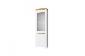 Шкаф с витриной  1V1D, TAURUS, цвет белый/дуб вотан в Стрежевом - strezevoi.ok-mebel.com | фото 1