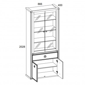 Шкаф с витриной 2V2D1S, MAGELLAN, цвет Сосна винтаж в Стрежевом - strezevoi.ok-mebel.com | фото 2