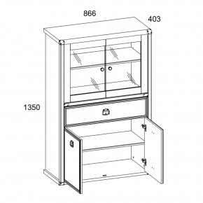 Шкаф с витриной 2V2D1SL, MAGELLAN, цвет Сосна винтаж в Стрежевом - strezevoi.ok-mebel.com | фото 3