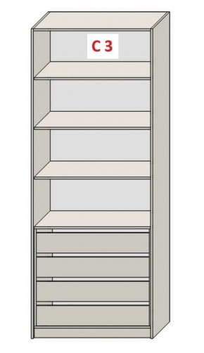 Шкаф СТАНДАРТ С3 4 ящика серия "ГЕСТИЯ" (Бело-серый/Дуб Небраска натуральный ) 800*520*2300 в Стрежевом - strezevoi.ok-mebel.com | фото 2