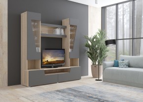 Стенка АНТАЛИЯ 2 (Сонома/Графит софт) в Стрежевом - strezevoi.ok-mebel.com | фото 3