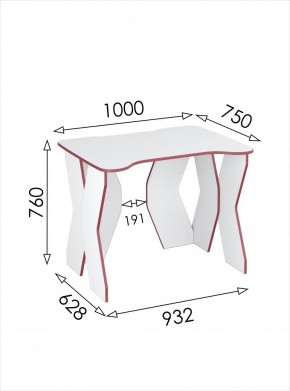 Стол компьютерный Геймер 1 (Белый/Красный) в Стрежевом - strezevoi.ok-mebel.com | фото 3