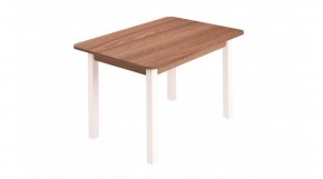 Стол ЛДСП (опоры белые) ясень шимо темный в Стрежевом - strezevoi.ok-mebel.com | фото
