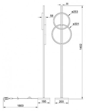 Торшер Arte Lamp Fluido A3913PN-24BK в Стрежевом - strezevoi.ok-mebel.com | фото 2