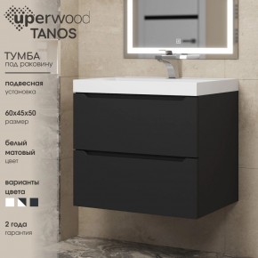 Тумба под раковину Uperwood Tanos 60 см, подвесная, черная матовая в Стрежевом - strezevoi.ok-mebel.com | фото 3