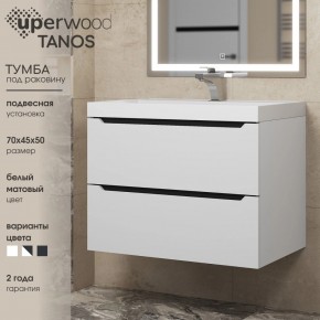 Тумба под раковину Uperwood Tanos 70 см, подвесная, белая/графит в Стрежевом - strezevoi.ok-mebel.com | фото 3
