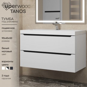 Тумба под раковину Uperwood Tanos 90 см, подвесная, белая/графит в Стрежевом - strezevoi.ok-mebel.com | фото 3